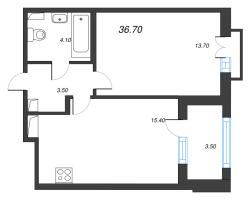 2 ккв (Евро) № 44 Корп.: 1.2 , Секция 2  в ЖК Дубровский