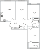 4 ккв (Евро) № 109 Корп.: 2.2 , Секция 5  в ЖК Дубровский