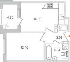 1 ккв № 40 Корп.: 3.2 , Секция 2  в ЖК Дубровский