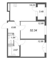 2 ккв № 36 Корп.: 2.2 , Секция 2  в ЖК Дубровский
