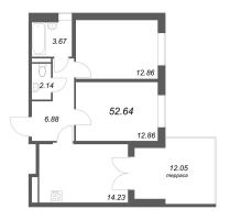 2 ккв № 56 Корп.: 2.4 , Секция 3  в ЖК Дубровский