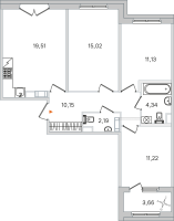 4 ккв (Евро) № 113 Корп.: 2.2 , Секция 5  в ЖК Дубровский