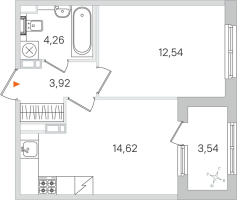 1 ккв № 233 Корп.: 3.2 , Секция 11  в ЖК Дубровский