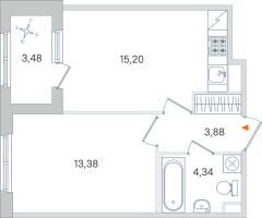 2 ккв (Евро) № 32 Корп.: 2.3 , Секция 2  в ЖК Дубровский