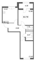 2 ккв № 15 Корп.: 2.2 , Секция 1  в ЖК Дубровский