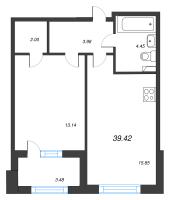 2 ккв (Евро) № 166 Корп.: 2.3 , Секция 7  в ЖК Дубровский