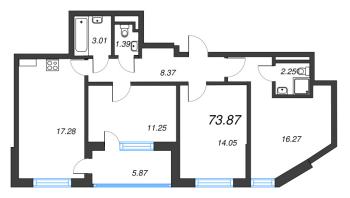 4 ккв (Евро) № 867 Корп.: 2.4 , Секция 4.4  в ЖК Дворцовый фасад