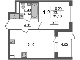 2 ккв (Евро) № 314 Корп.: 2.2 , Секция 2.2  в ЖК Дворцовый фасад