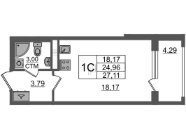 Студия № 114 Корп.: 3.4 , Секция 4  в ЖК Дворцовый фасад