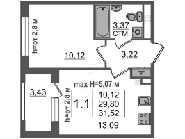 1 ккв № 59 Корп.: 4.1 , Секция 2  в ЖК Дворцовый фасад