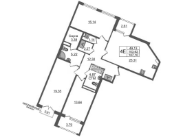 4 ккв (Евро) № 27 Корп.: 3.4 , Секция 2  в ЖК Дворцовый фасад