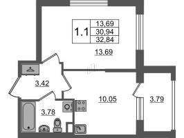 1 ккв № 152 Корп.: 5.1 , Секция 5  в ЖК Дворцовый фасад