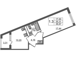 1 ккв № 189 Корп.: 4.1 , Секция 6  в ЖК Дворцовый фасад