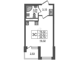 Студия № 140 Корп.: 3.2 , Секция 4  в ЖК Дворцовый фасад
