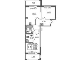 2 ккв № 259 Корп.: 4.3 , Секция 6  в ЖК Дворцовый фасад