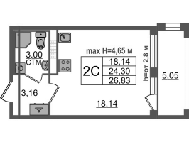 Студия № 251 Корп.: 4.3 , Секция 6  в ЖК Дворцовый фасад