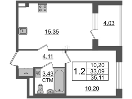 2 ккв (Евро) № 315 Корп.: 2.2 , Секция 2.2  в ЖК Дворцовый фасад