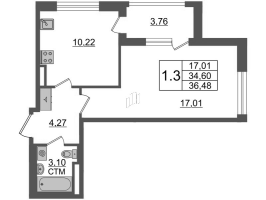 1 ккв № 135 Корп.: 2.1 , Секция 1.4  в ЖК Дворцовый фасад