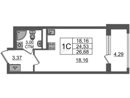 Студия № 140 Корп.: 3.4 , Секция 5  в ЖК Дворцовый фасад