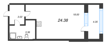 Студия № 141 Корп.: 1.3 , Секция 5  в ЖК Дворцовый фасад