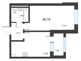 1 ккв № 427 Корп.: 2.2 , Секция 2.5  в ЖК Дворцовый фасад