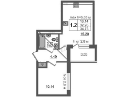 2 ккв (Евро) № 110 Корп.: 3.2 , Секция 3  в ЖК Дворцовый фасад