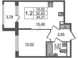 2 ккв (Евро) № 469 Корп.: 4.1 , Секция 12  в ЖК Дворцовый фасад