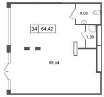 К. пом № НП34 Корп.: 4.1 , Секция 13  в ЖК Дворцовый фасад