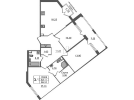 4 ккв (Евро) № 34 Корп.: 5.2 , Секция 2  в ЖК Дворцовый фасад