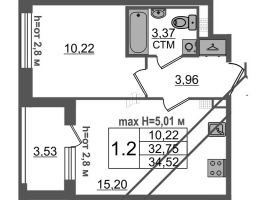 2 ккв (Евро) № 231 Корп.: 4.2 , Секция 5  в ЖК Дворцовый фасад