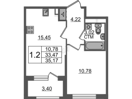 2 ккв (Евро) № 248 Корп.: 4.3 , Секция 6  в ЖК Дворцовый фасад