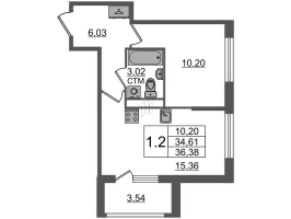 2 ккв (Евро) № 387 Корп.: 4.1 , Секция 10  в ЖК Дворцовый фасад