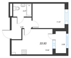 1 ккв № 151 Корп.: 4.2 , Секция 4  в ЖК Дворцовый фасад