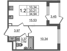 2 ккв (Евро) № 28 Корп.: 4.1 , Секция 2  в ЖК Дворцовый фасад
