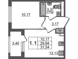 1 ккв № 65 Корп.: 4.3 , Секция 2  в ЖК Дворцовый фасад