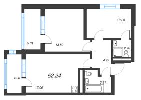 3 ккв (Евро) № 840 Корп.: 2.4 , Секция 4.2  в ЖК Дворцовый фасад