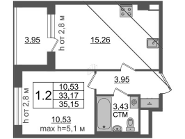 2 ккв (Евро) № 217 Корп.: 2.1 , Секция 1.5  в ЖК Дворцовый фасад