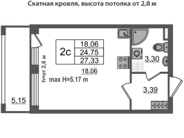 Студия № 176 Корп.: 1.4 , Секция 4  в ЖК Дворцовый фасад