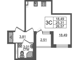 Студия № 118 Корп.: 4.2 , Секция 3  в ЖК Дворцовый фасад