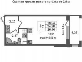 Студия № 45 Корп.: 1.2 , Секция 1  в ЖК Дворцовый фасад