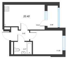 2 ккв (Евро) № 89 Корп.: 4.2 , Секция 2  в ЖК Дворцовый фасад