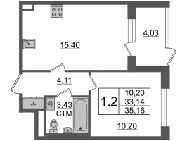 2 ккв (Евро) № 305 Корп.: 2.2 , Секция 2.2  в ЖК Дворцовый фасад