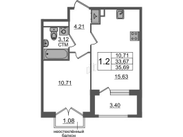 2 ккв (Евро) № 6 Корп.: 5.3 , Секция 1  в ЖК Дворцовый фасад