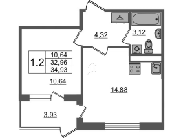 1 ккв № 1 Корп.: 5.2 , Секция 1  в ЖК Дворцовый фасад