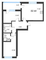 3 ккв (Евро) № 652 Корп.: 2.3 , Секция 3.4  в ЖК Дворцовый фасад