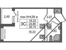 Студия № 31 Корп.: 5.3 , Секция 1  в ЖК Дворцовый фасад