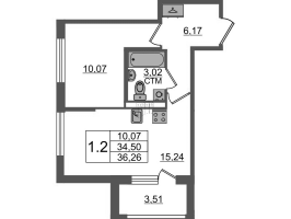 2 ккв (Евро) № 22 Корп.: 4.3 , Секция 1  в ЖК Дворцовый фасад