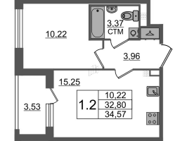 2 ккв (Евро) № 218 Корп.: 4.2 , Секция 5  в ЖК Дворцовый фасад