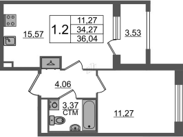 2 ккв (Евро) № 189 Корп.: 4.2 , Секция 5  в ЖК Дворцовый фасад