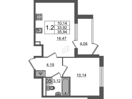 2 ккв (Евро) № 117 Корп.: 5.1 , Секция 4  в ЖК Дворцовый фасад